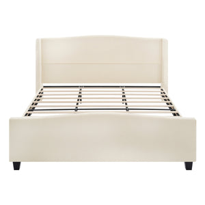 King Size Bed Frame with Upholstered Teddy Velvet Headboard