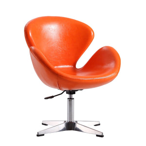 Upholstered Swivel Lounge Chair With Chrome Base And Adjustable Height - Orange