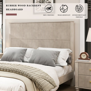 Solid Wood Queen Platform Bed Frame with Tall Headboard