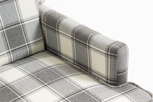 Upholstered Accent Chair, Vintage Armchair with Solid Wood Legs