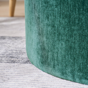Classic Style 2-Piece Round Chenille Storage Ottoman Set with Drum Shaped Stool