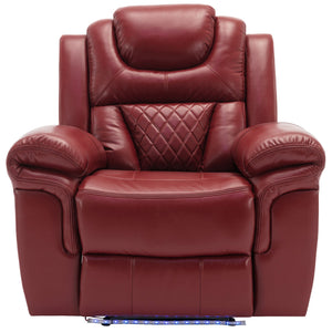 3 Pieces Recliner Sofa Sets Home Theater Seating Manual Recliner Chair With Center Console And LED Light Strip For Living Room