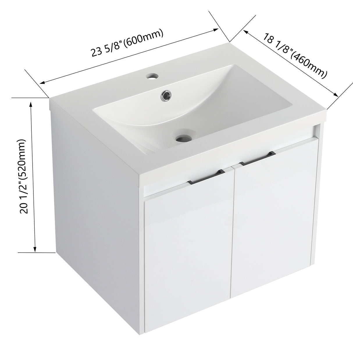 24" Bathroom Vanity With Resin Sink