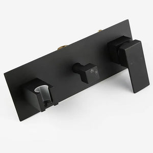 Brass Shower System With 10" Rainfall Shower Head And Handheld Sprayer - Matte Black