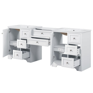 Double Sink Bathroom Vanity With Countertop, 2 Ceramic Sinks, 6 Drawers, Soft Close Design