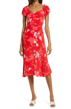 Chelsea28 Red Floral Slit Dress