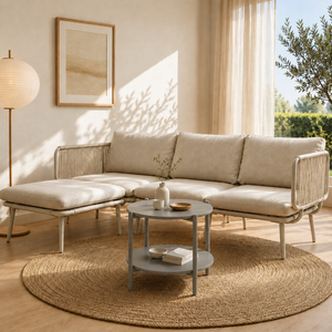 Metal Round Side Table - 2-Tier Outdoor End Table