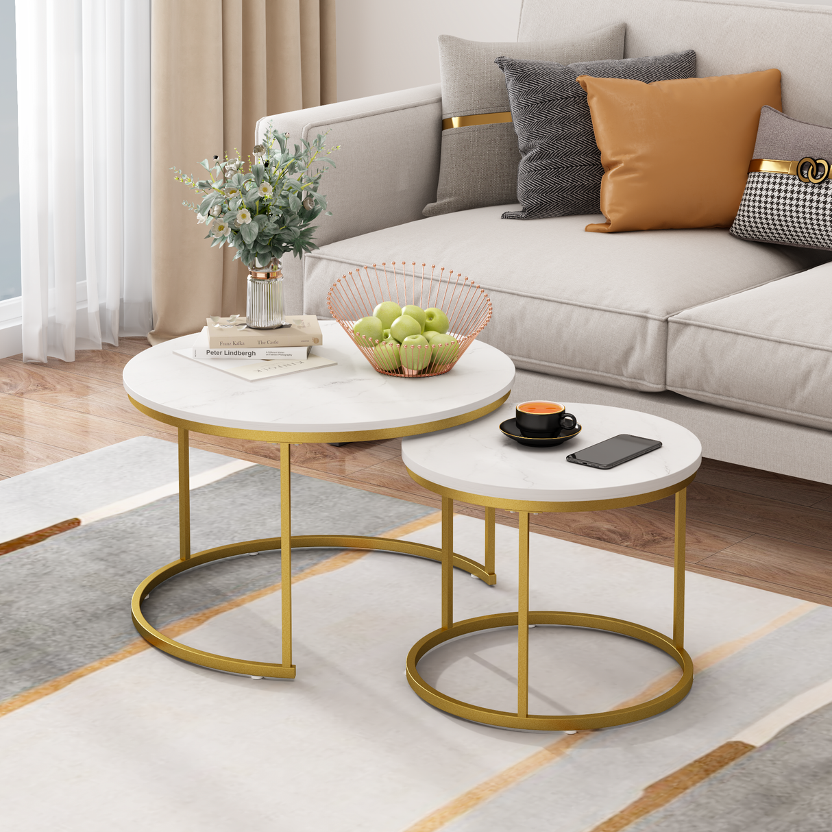 27.6in Nesting Coffee Table Set of 2