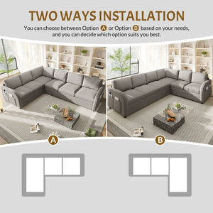 L-Shaped Couch With Pull-Out Bed, Convertible Sleeper Sofa With Side Pocket & USB Port