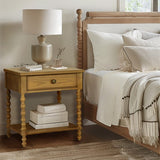 1-Drawer Nightstand with Turned legs and Bottom Shelf