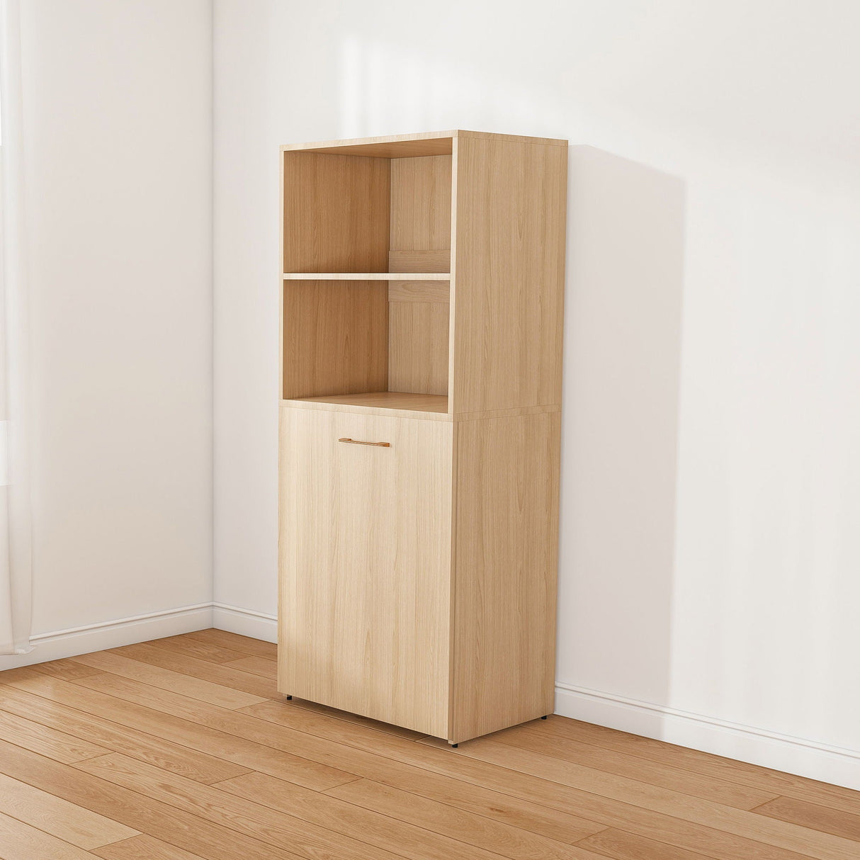 Stretchable Office Desk With Storage Shelves And Mobile Wheels