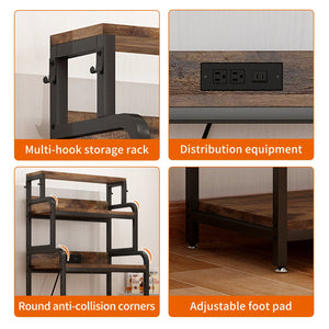 Vintage 4-Tier Mini Fridge Stand with Storage