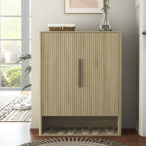 Wooden Shoe Storage Cabinet with Adjustable Shelves