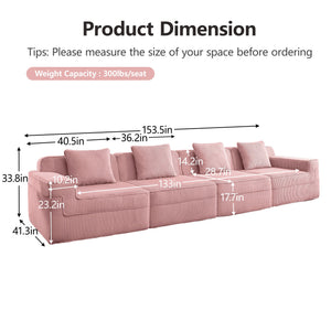 Modular 4 Seat Boneless Sofa, Cloud Sectional Couch
