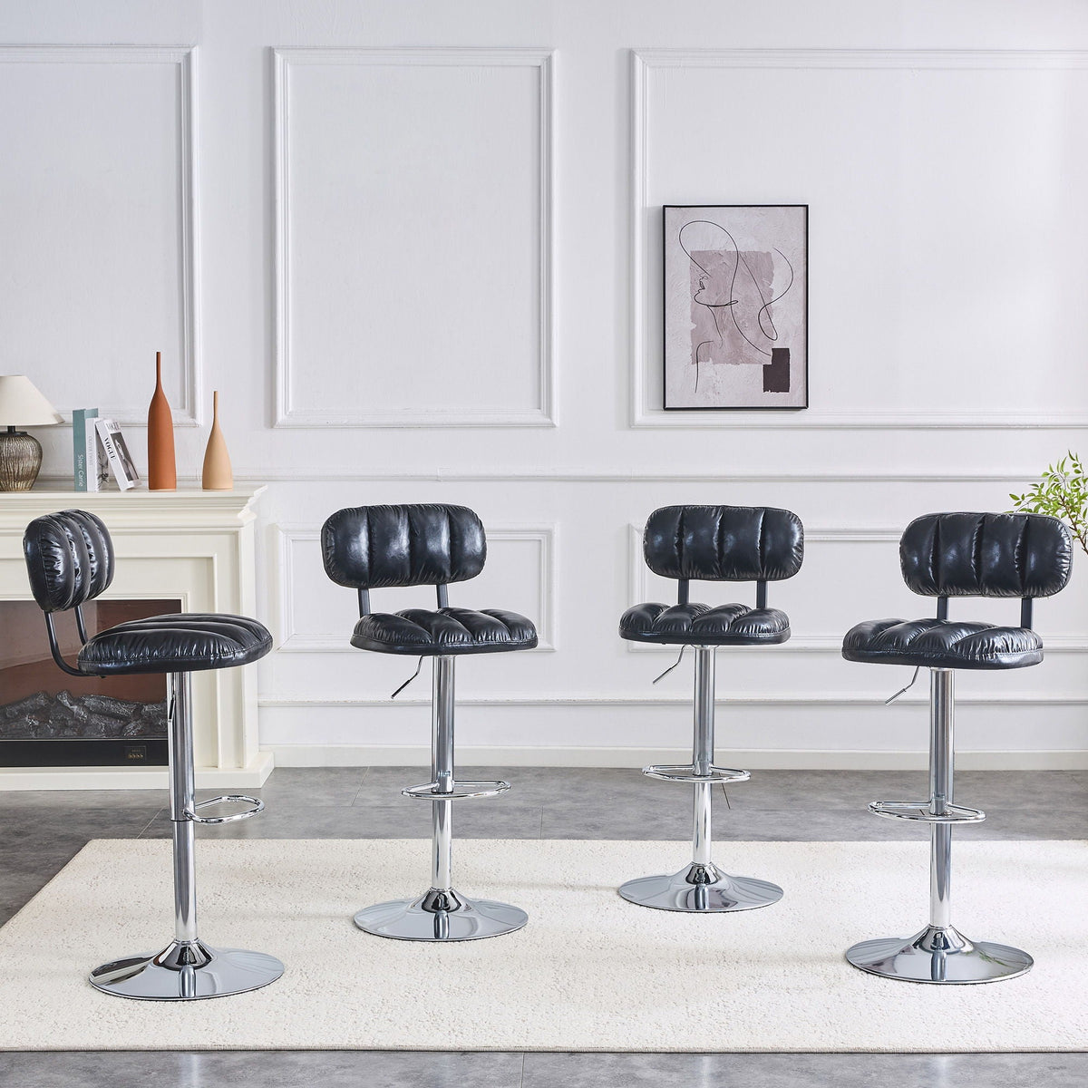 Adjustable Height Bar Stools With Footrest For Kitchen Island (Set of 2)