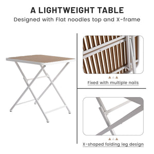 Modern Folding Square Table, Water Proof And Wear Resistant - Apricot / White