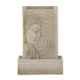 Indoor Buddha Water Fountain Polyresin Tabletop Fountain with LED Light - Beige