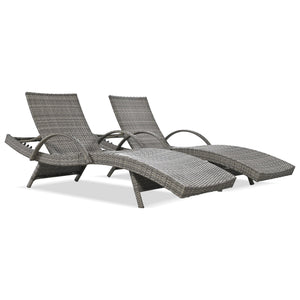 K&K 80'' Outdoor Wicker Chaise Lounge Chairs Set of 2
