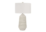 Contemporary 33"h Table Lamp with Ivory Shade and Cream Ceramic Base