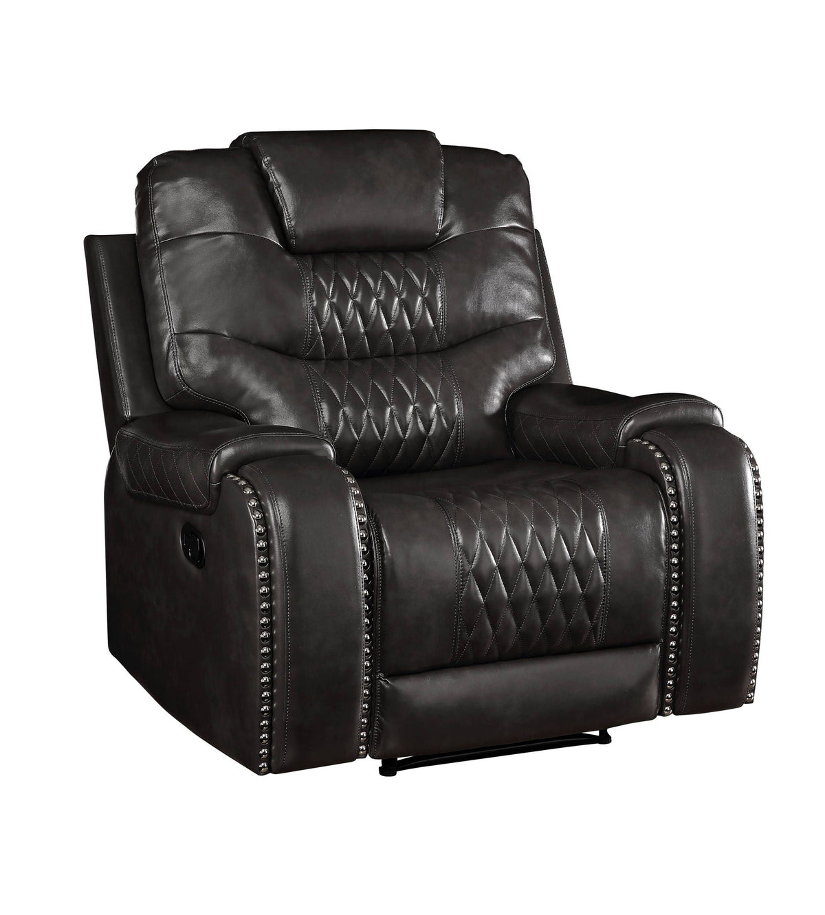 Braylon Magnetite Synthetic Leather Manual Recliner Chair - Brown