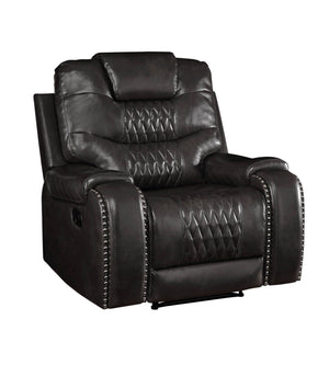 Braylon Magnetite Synthetic Leather Manual Recliner Chair - Brown
