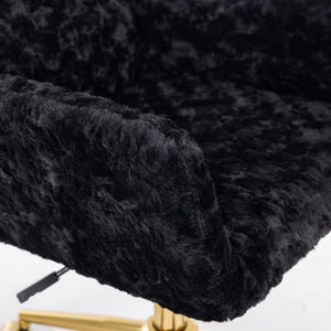 Office Chair, Artificial Rabbit Hair Home Office Chair With Metal Base, Adjustable Desk Chair Swivel Office Chair, Vanity Chair