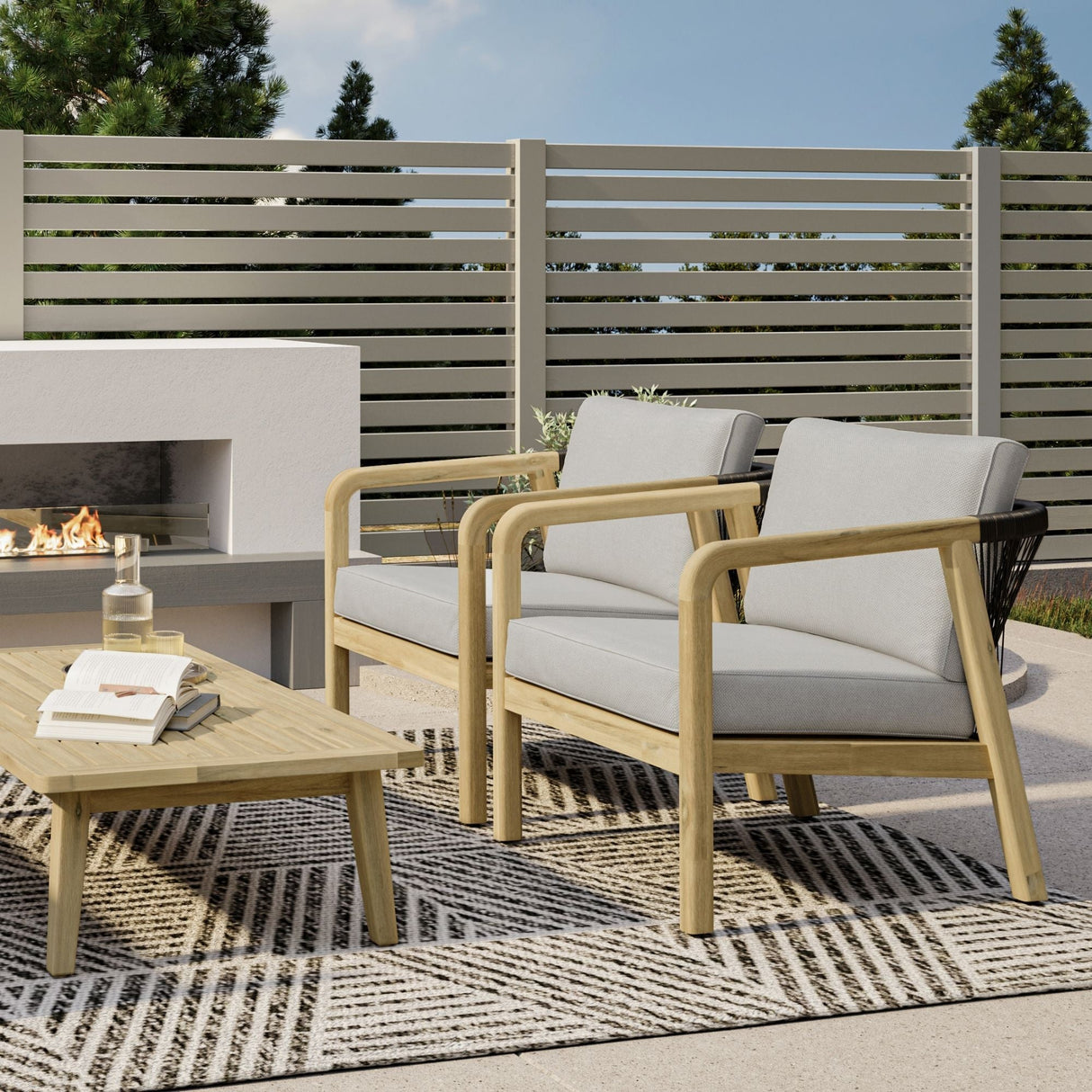 Palmetto - Outdoor Conversation Chair (Set of 2) - Stone Gray