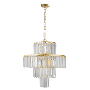 20' Modern Crystal Chandelier with Gold Finish, 4-Tier Design for Dining Room or Living Room, Elegant Crystal Pendant Light Fixture (Bulb Not Included)
