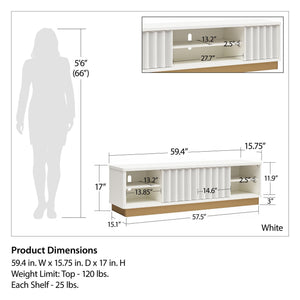 Rene Scalloped TV Stand For TVs Up To 65" - White