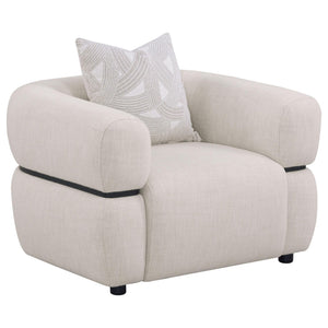 Jeanette 3-piece Fabric Upholstered Round Arm Sofa Set Beige