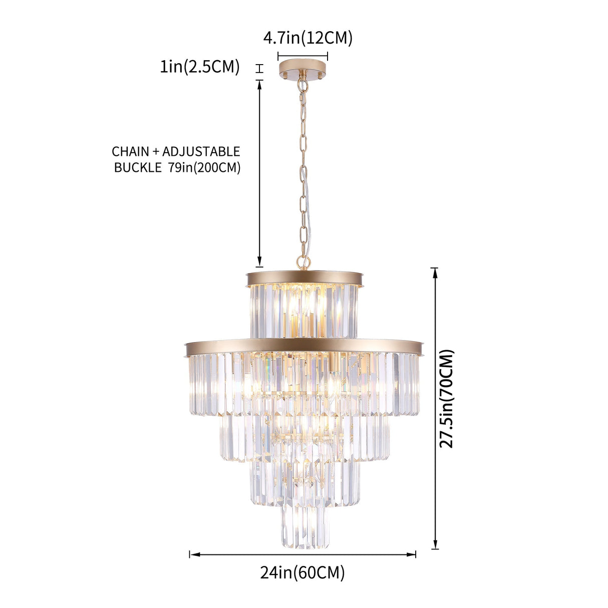 Golden Luxury Crystal Chandelier 23.6 Inch