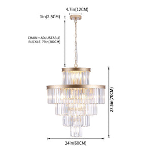 Golden Luxury Crystal Chandelier 23.6 Inch