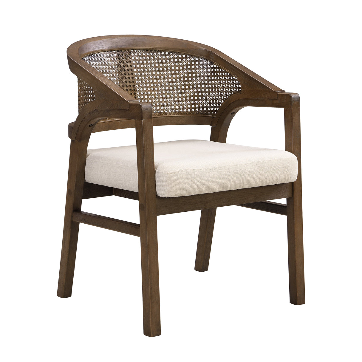 Wooden Frame Dining Chair with Rattan Back, Set of 2