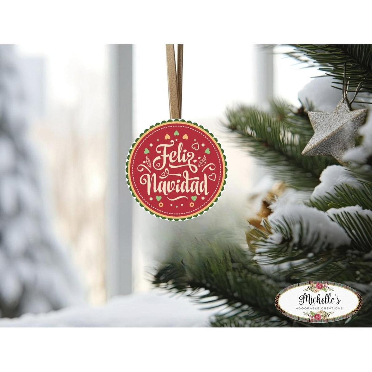 Feliz Navidad Round Christmas Sign