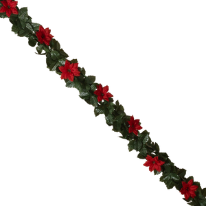 Poinsettia and Holly 20" Chain Garland -