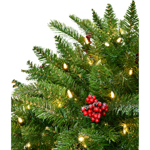 2-Ft. Porch Tree in Black Pot with Red Berries and Warm White Lights