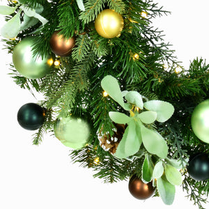 24-In. Prelit Wreath with Pinecones and Metal Ornaments