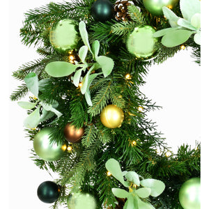 24-In. Prelit Wreath with Pinecones and Metal Ornaments