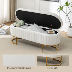 Storage Bench Bedroom Bench with Golden Metal Legs