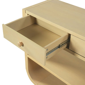 Console Table With 3 Soft Close Drawers & 2 Open Shelves - Natural