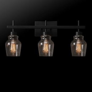 Bunbury 5-Piece "All-in-One" Bathroom Set, Matte Black, 3-Light Vanity Light Combo