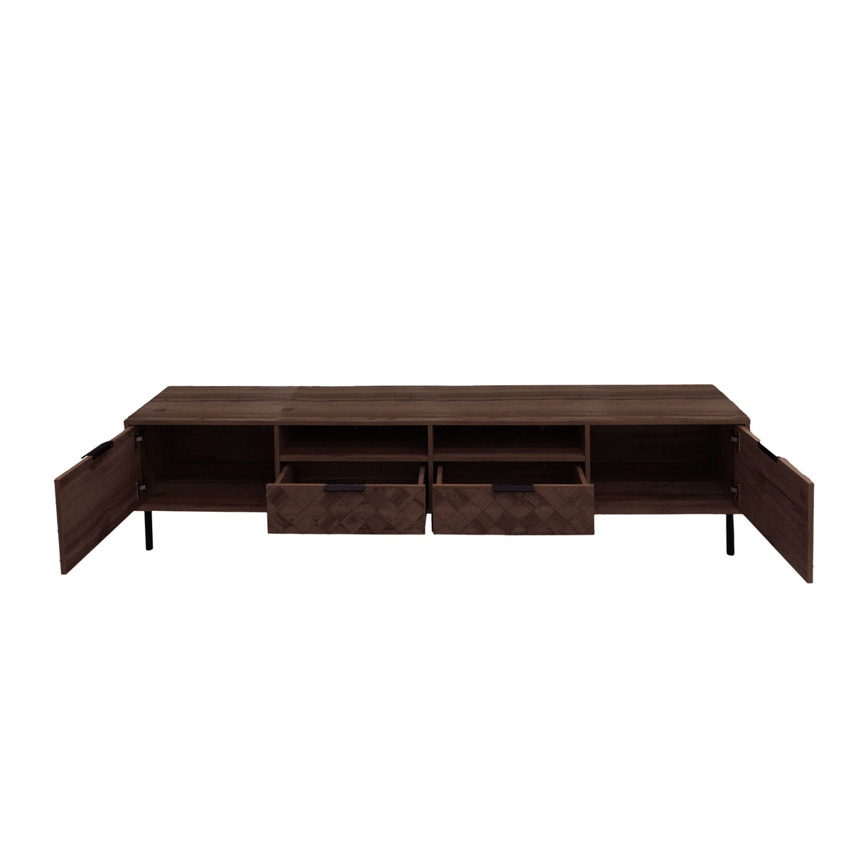 TV Stand For TVs Up To 85" With Closed Storage, Soft Closing Hinges, Living Room Entertainment Center - Walnut