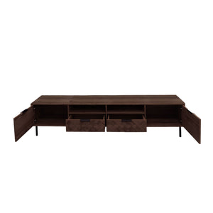 TV Stand For TVs Up To 85" With Closed Storage, Soft Closing Hinges, Living Room Entertainment Center - Walnut