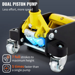 Vevor Racing Floor Jack 3 Ton Dual Pump Lift - Natural