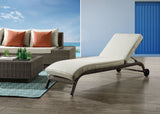 Salena Beige Fabric & Gray Finish Patio Sun Lounge