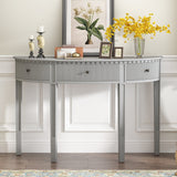 Wynn Vertical Striped Antique White Console Table