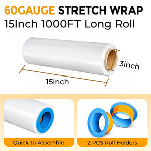 Stretch Wrap Film Roll, 1000ft Industrial Strength