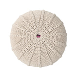 Bordeaux Knitted Cotton Round Pouf Ottoman and Floor Cushion