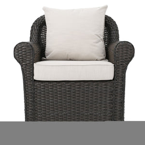 Amaya - Outdoor Swivel Rocker Chair With Water Resistant Cushions - Brown / Beige