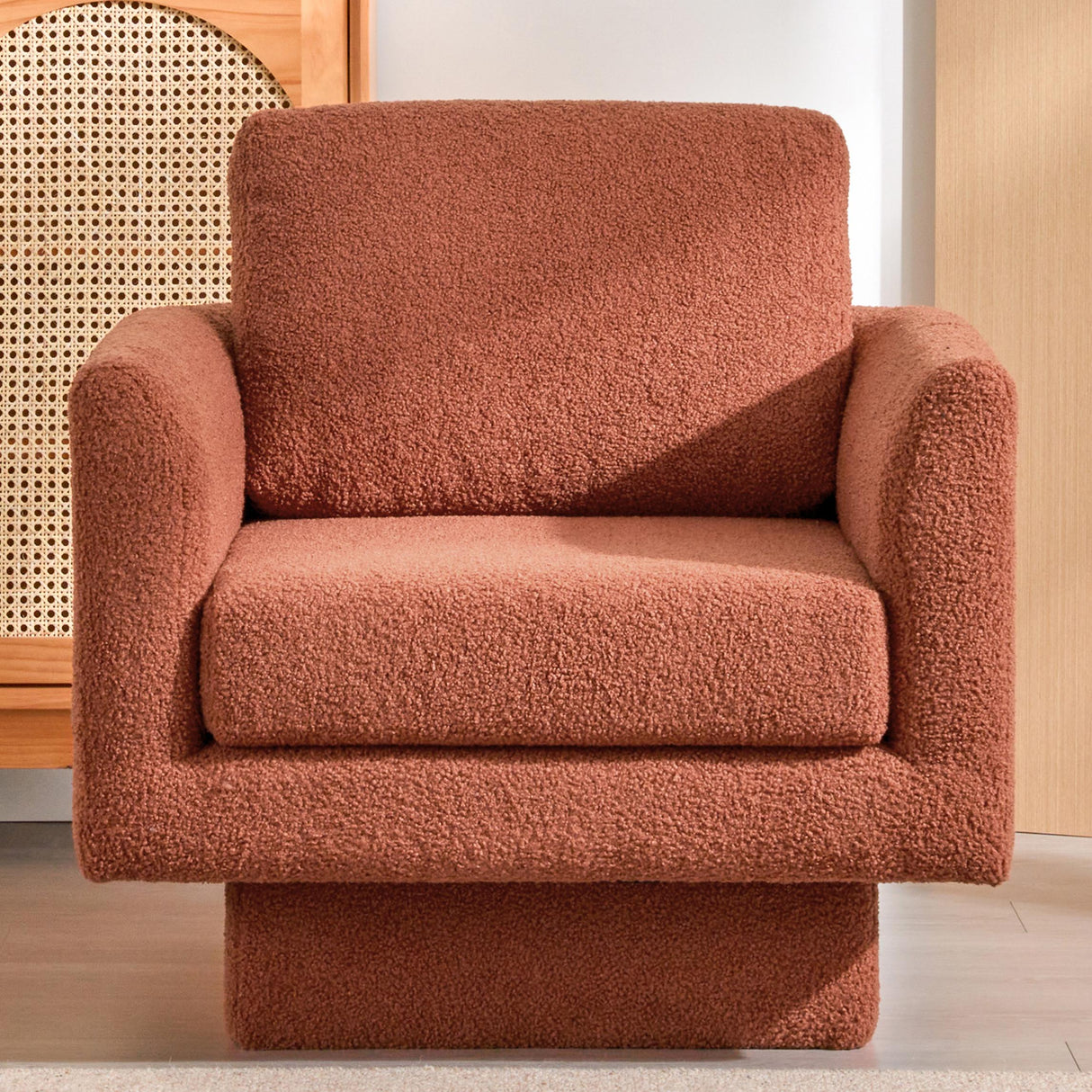 Hartswell Teddy Sherpa Modern Swivel Accent Chair